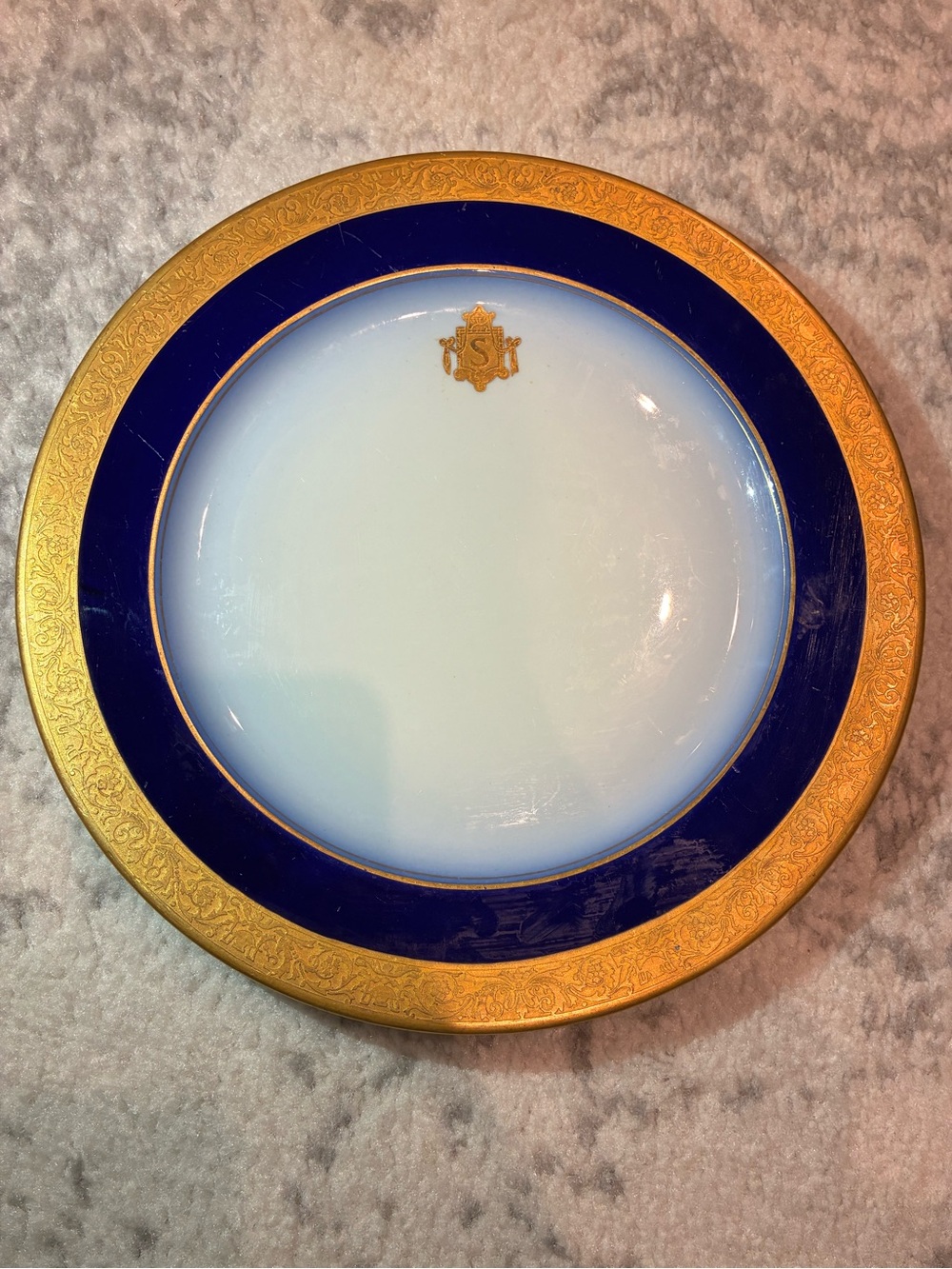 Antique Syracuse China Cobalt Blue & Gold Gilt Plate 10”